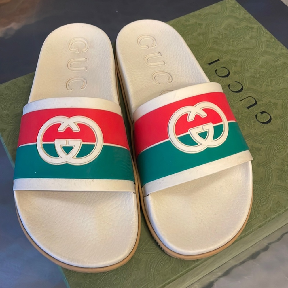 Men’s GUCCI Interlocking G Slides Sandals - Size 10 - 100% Authentic
